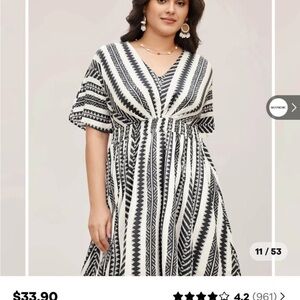 Black and White Patterned Women's Dress